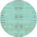 Round Abstract Light Blue Modern Rug, abs974lblu