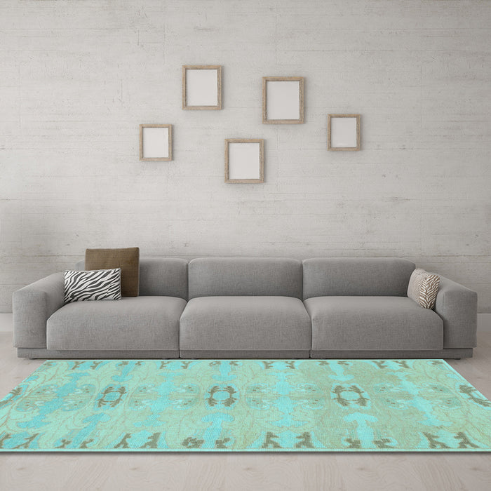 Machine Washable Abstract Light Blue Modern Rug in a Living Room, wshabs974lblu