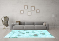 Machine Washable Abstract Light Blue Modern Rug, wshabs975lblu