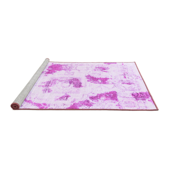 Sideview of Machine Washable Abstract Purple Modern Area Rugs, wshabs975pur