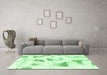 Machine Washable Abstract Emerald Green Modern Area Rugs in a Living Room,, wshabs975emgrn