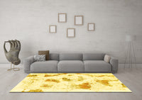 Machine Washable Abstract Yellow Modern Rug, wshabs975yw