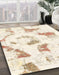 Abstract Blanched Almond Beige Modern Rug in Family Room, abs975