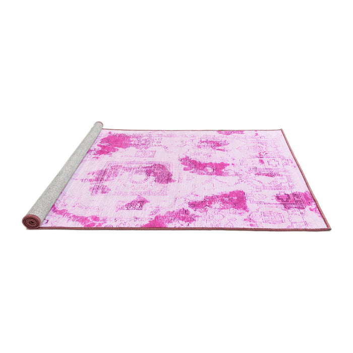Sideview of Machine Washable Abstract Pink Modern Rug, wshabs975pnk