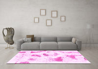 Machine Washable Abstract Pink Modern Rug, wshabs975pnk