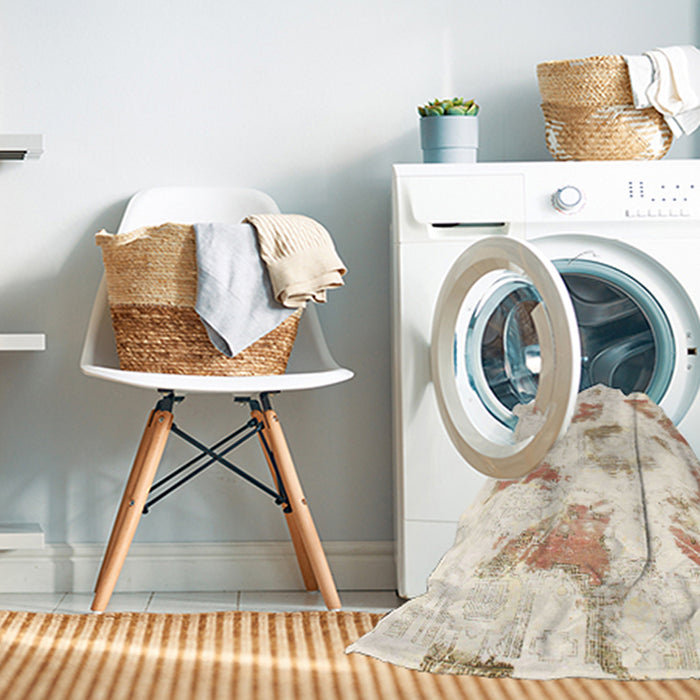 Machine Washable Abstract Blanched Almond Beige Rug in a Washing Machine, wshabs975