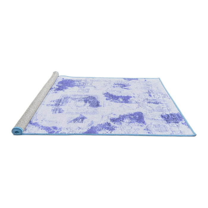 Sideview of Machine Washable Abstract Blue Modern Rug, wshabs975blu