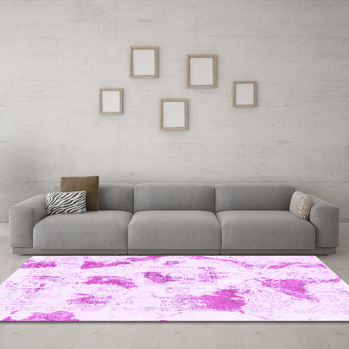 Machine Washable Abstract Purple Modern Area Rugs in a Living Room, wshabs975pur