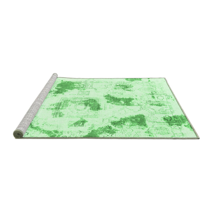 Sideview of Machine Washable Abstract Emerald Green Modern Area Rugs, wshabs975emgrn