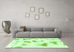 Machine Washable Abstract Green Modern Area Rugs in a Living Room,, wshabs975grn