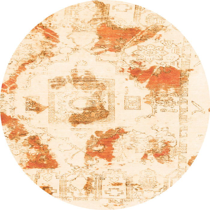 Round Abstract Orange Modern Rug, abs975org