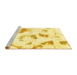 Sideview of Machine Washable Abstract Yellow Modern Rug, wshabs975yw