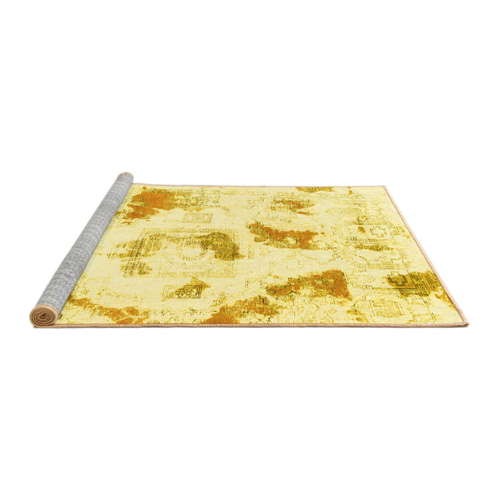Sideview of Machine Washable Abstract Yellow Modern Rug, wshabs975yw