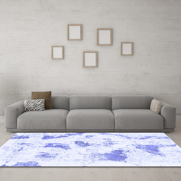 Machine Washable Abstract Blue Modern Rug in a Living Room, wshabs975blu