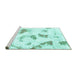 Sideview of Machine Washable Abstract Turquoise Modern Area Rugs, wshabs975turq