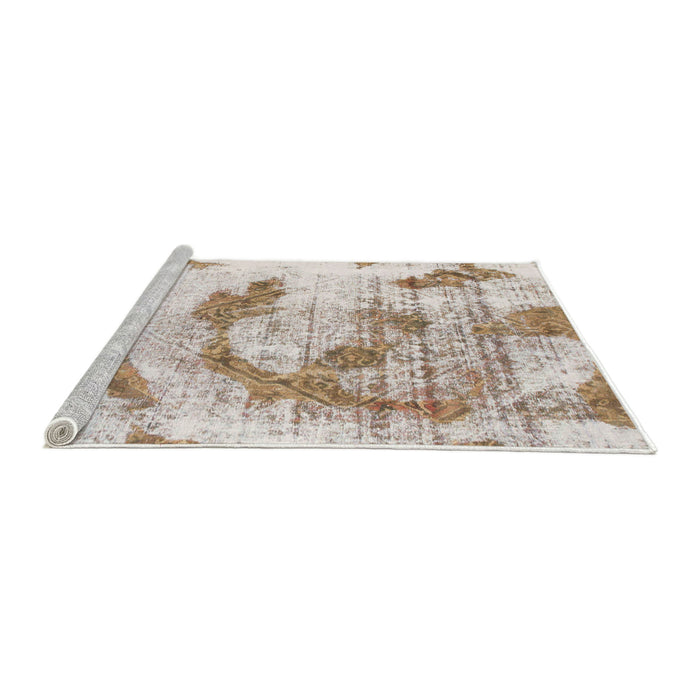 Sideview of Machine Washable Abstract White Chocolate Beige Rug, wshabs976
