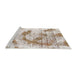 Sideview of Machine Washable Abstract White Chocolate Beige Rug, wshabs976