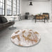 Round Abstract White Chocolate Beige Modern Rug in a Office, abs976