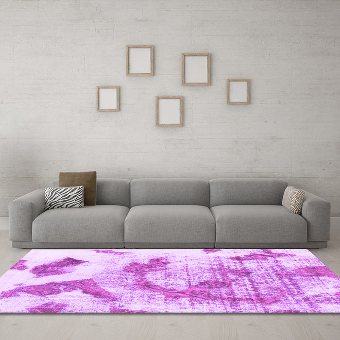 Machine Washable Abstract Purple Modern Area Rugs in a Living Room, wshabs976pur