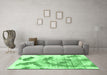 Machine Washable Abstract Emerald Green Modern Area Rugs in a Living Room,, wshabs976emgrn