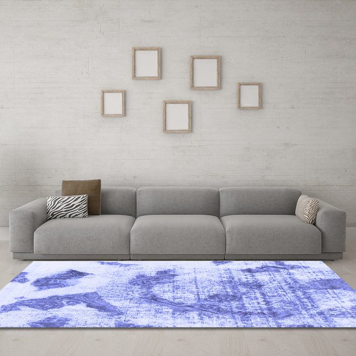 Machine Washable Abstract Blue Modern Rug in a Living Room, wshabs976blu