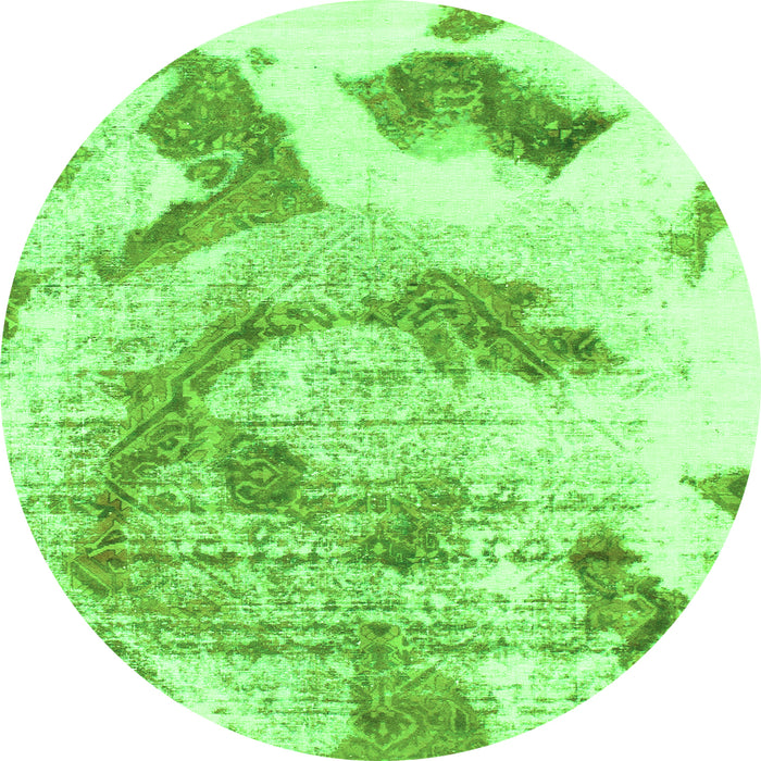 Round Abstract Green Modern Rug, abs976grn