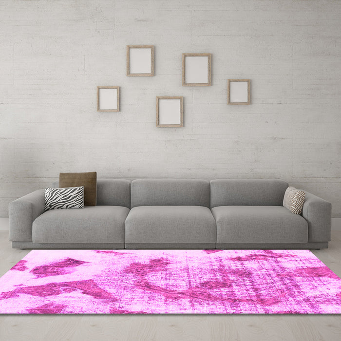 Machine Washable Abstract Pink Modern Rug in a Living Room, wshabs976pnk