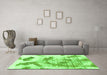 Machine Washable Abstract Green Modern Area Rugs in a Living Room,, wshabs976grn