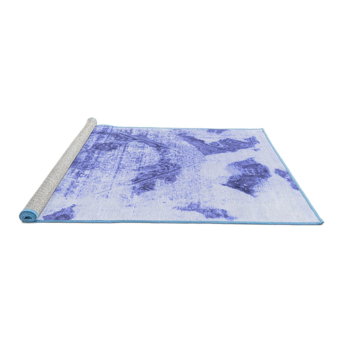 Sideview of Machine Washable Abstract Blue Modern Rug, wshabs976blu