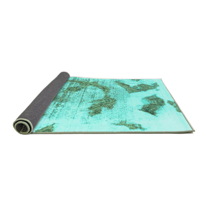Sideview of Abstract Turquoise Modern Rug, abs976turq
