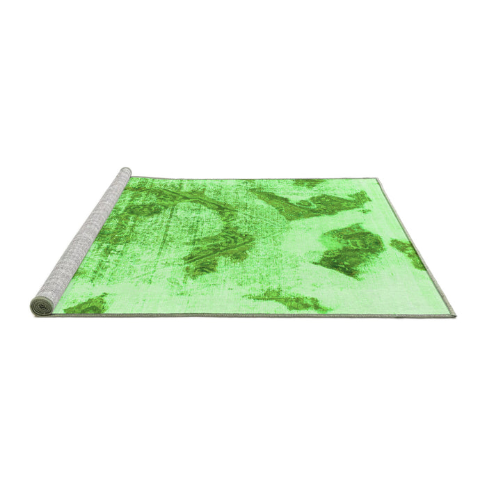 Sideview of Machine Washable Abstract Green Modern Area Rugs, wshabs976grn