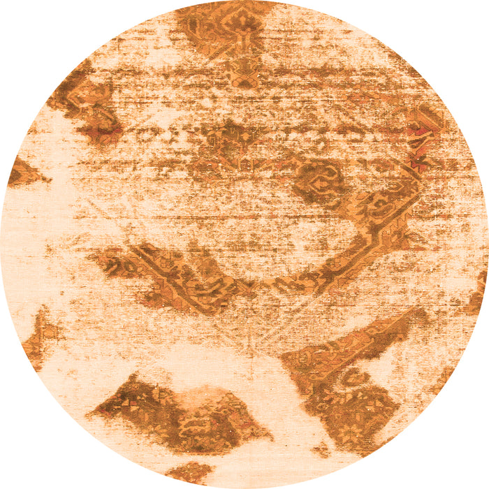 Round Abstract Orange Modern Rug, abs976org