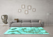 Machine Washable Abstract Turquoise Modern Area Rugs in a Living Room,, wshabs976turq