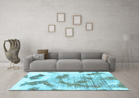 Machine Washable Abstract Light Blue Modern Rug, wshabs976lblu