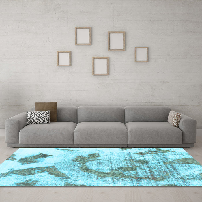 Machine Washable Abstract Light Blue Modern Rug in a Living Room, wshabs976lblu