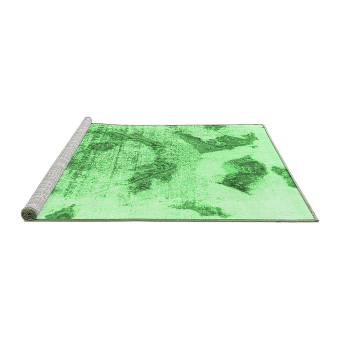 Sideview of Machine Washable Abstract Emerald Green Modern Area Rugs, wshabs976emgrn