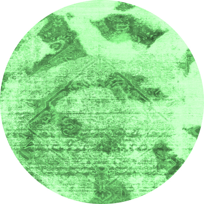 Round Abstract Emerald Green Modern Rug, abs976emgrn