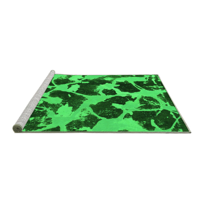 Sideview of Machine Washable Abstract Green Modern Area Rugs, wshabs977grn