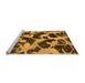 Sideview of Machine Washable Abstract Orange Modern Area Rugs, wshabs977org