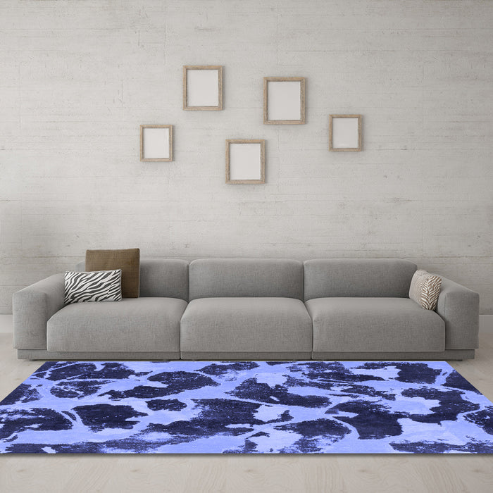 Machine Washable Abstract Blue Modern Rug in a Living Room, wshabs977blu