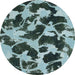 Round Abstract Dark Slate Gray Green Modern Rug, abs977