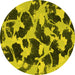 Round Abstract Yellow Modern Rug, abs977yw