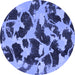 Round Abstract Blue Modern Rug, abs977blu