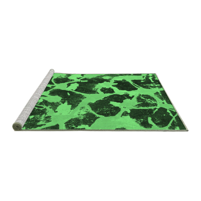 Sideview of Machine Washable Abstract Emerald Green Modern Area Rugs, wshabs977emgrn