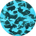 Round Machine Washable Abstract Light Blue Modern Rug, wshabs977lblu