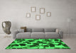 Machine Washable Abstract Green Modern Area Rugs in a Living Room,, wshabs977grn