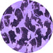 Round Machine Washable Abstract Purple Modern Area Rugs, wshabs977pur