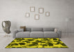 Machine Washable Abstract Yellow Modern Rug in a Living Room, wshabs977yw