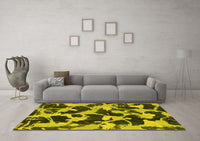 Machine Washable Abstract Yellow Modern Rug, wshabs977yw