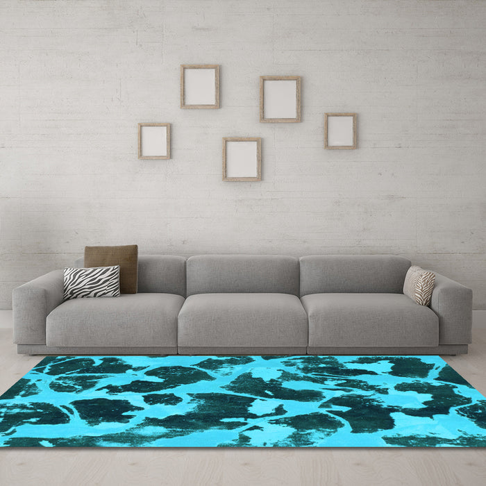 Machine Washable Abstract Light Blue Modern Rug in a Living Room, wshabs977lblu